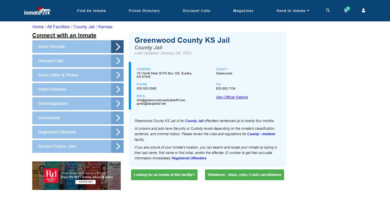 Greenwood County KS Jail - Inmate Locator - Eureka, KS